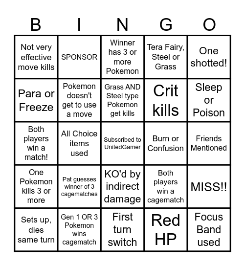 Then we fight bingo UG 1v1 Bingo Card