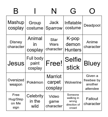 DragonCon 2025 Bingo Card