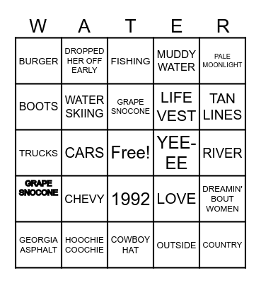CHATAHOCHEE BINGO Card
