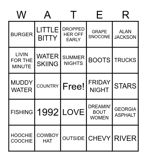 CHATAHOCHEE BINGO Card