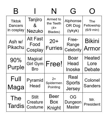 DragonCon 2025 Bingo Card