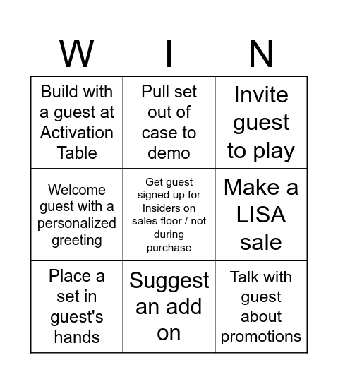 System of Service Bingo! Bingo Card