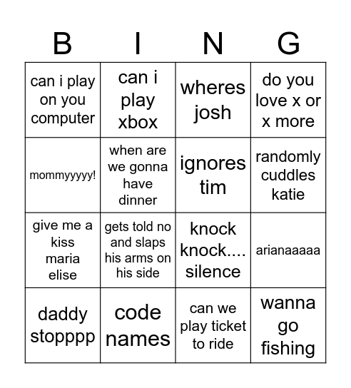 Eli bingo Card