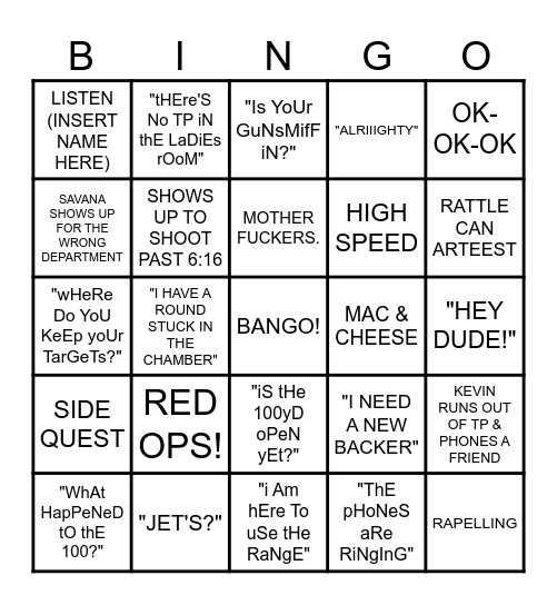 HVG Range Bingo Card