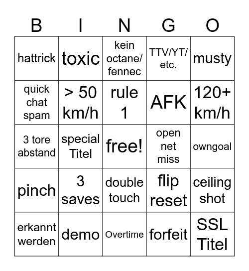 RL BINGO Card