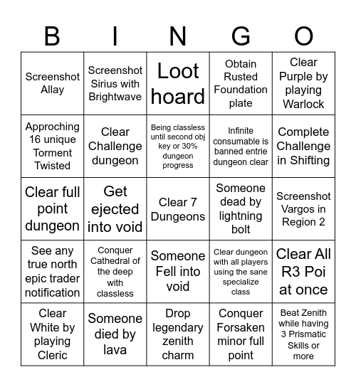 Monumenta Bingo Challenge [4] Bingo Card