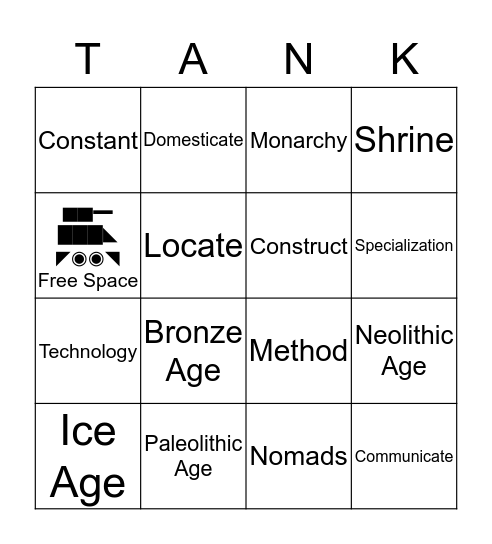 S.S. Tank Bingo Card