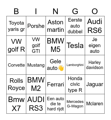 SPORT AUTO BINGO Card