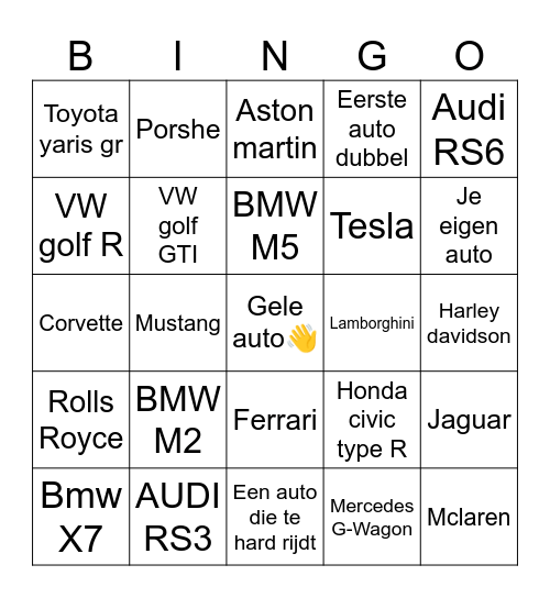 SPORT AUTO BINGO Card