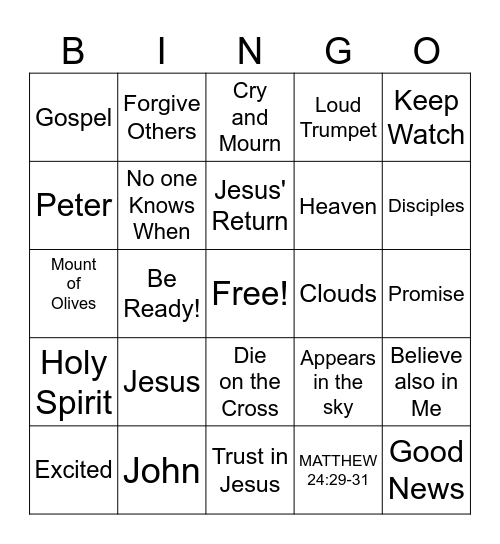 Jesus Taught He would Return Bingo Card