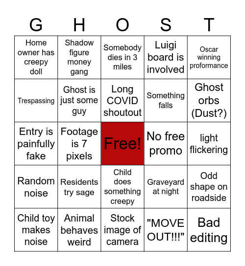 Jack Manifold ghost bingo Card
