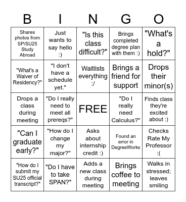 Back to School Bingo - FA25 Bingo Card