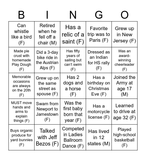 Find Someone Who... Bingo Card