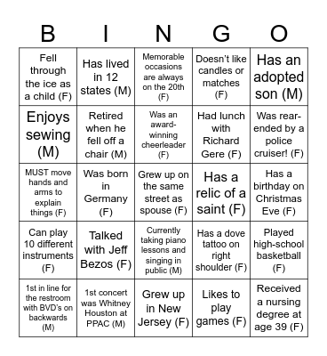 Find Someone Who... Bingo Card