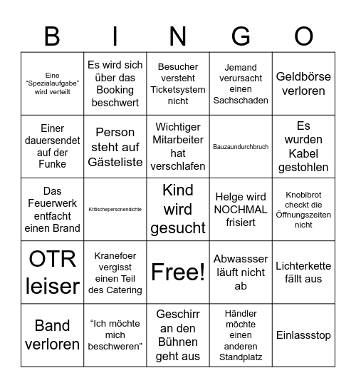 Parkfest Bingo Part 2 Bingo Card