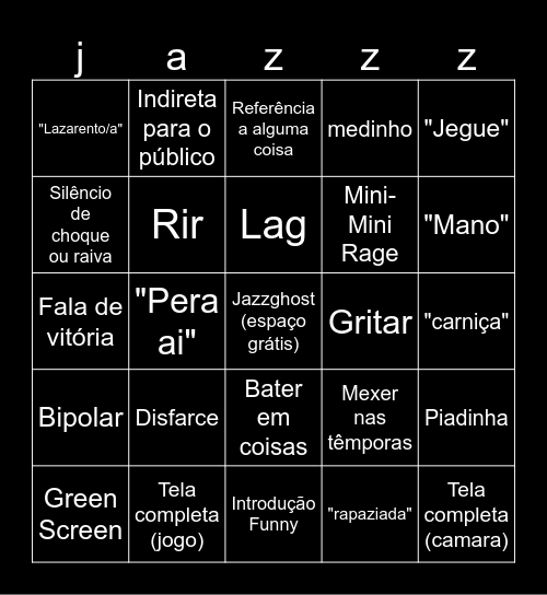 JAZZ Bingo Card