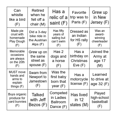 Find Someone Who... Bingo Card
