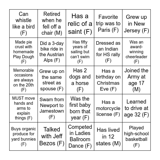 Find Someone Who... Bingo Card