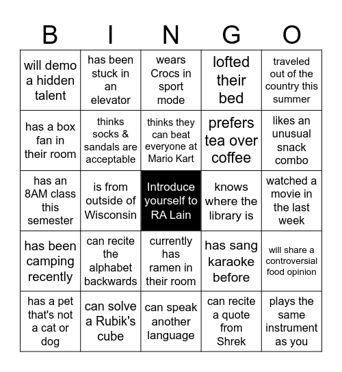 Meet Your Neighbor! Find someone who... Bingo Card
