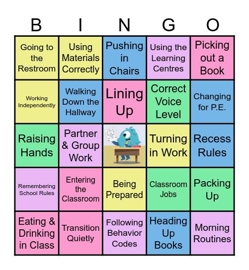 Back to School Bingo Card