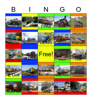 Railways That I would like to volunteer with PWP besides Ann's Helping Hands one day Bingo Card