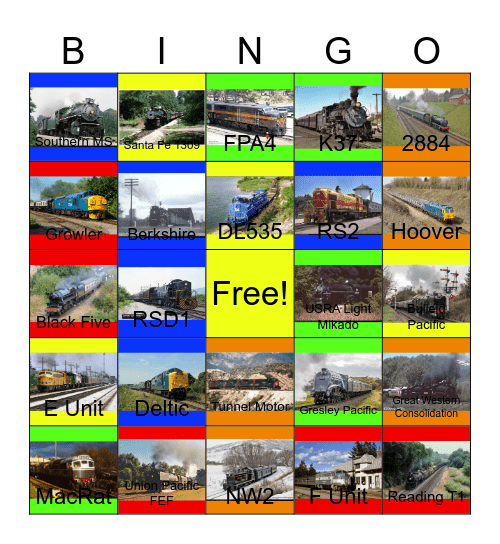 Railways That I would like to volunteer with PWP besides Ann's Helping Hands one day Bingo Card