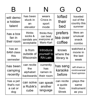 Meet Your Neighbor! Find someone who... Bingo Card