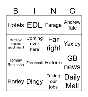 Black adder Bingo Card