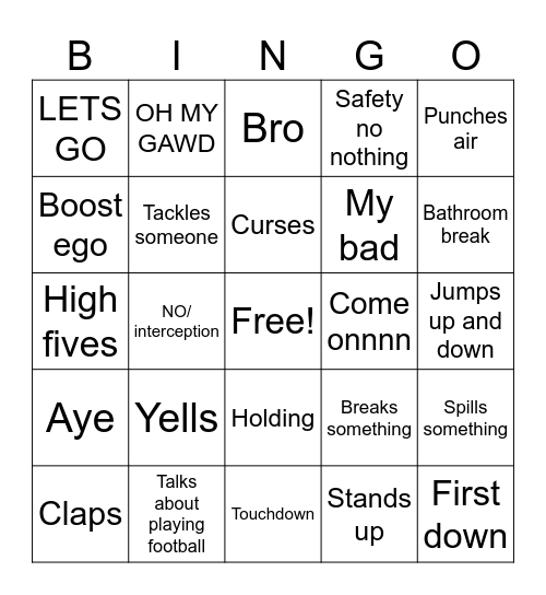 Football Bingo Card