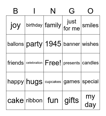 80s birthday Bingo Card