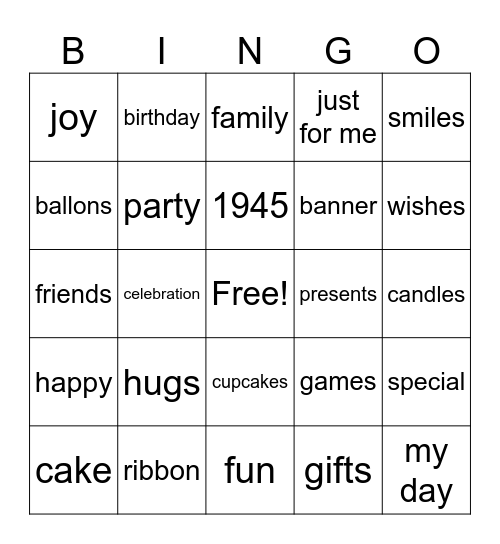 80s birthday Bingo Card