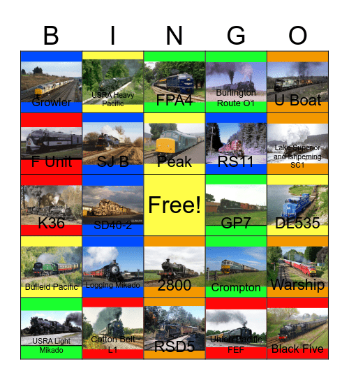 Railways That I would like to volunteer with PWP besides Humble Dwellings one day Bingo Card