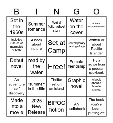 Summer Reading Bingo Card