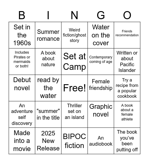 Summer Reading Bingo Card