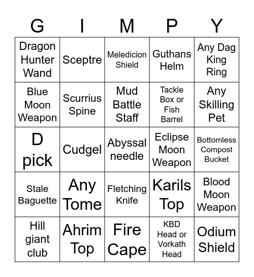 Group Ironman Bingo Card