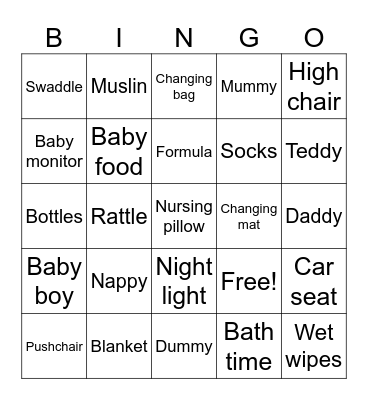 Baby Bingo Card