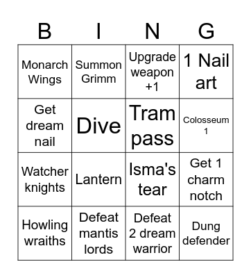 Hollow Knight Bingo Card