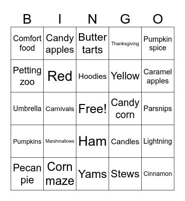 Fall bingo Card
