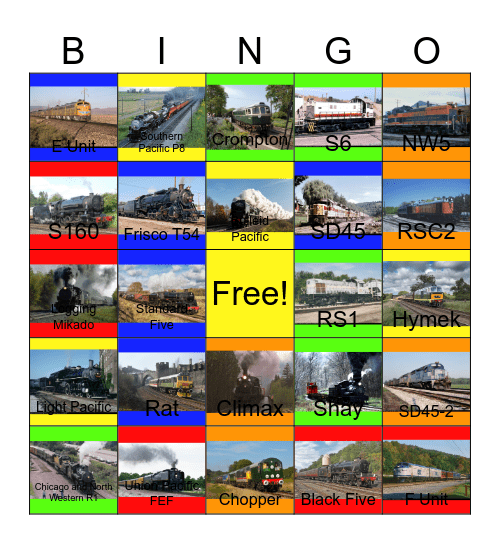 Railways That I would like to volunteer with PWP besides Family Resources Bingo Card