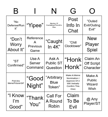 BOTC Bingo 2 Bingo Card