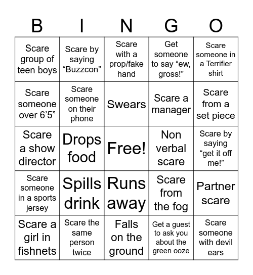 Buzzcon Bingo Card