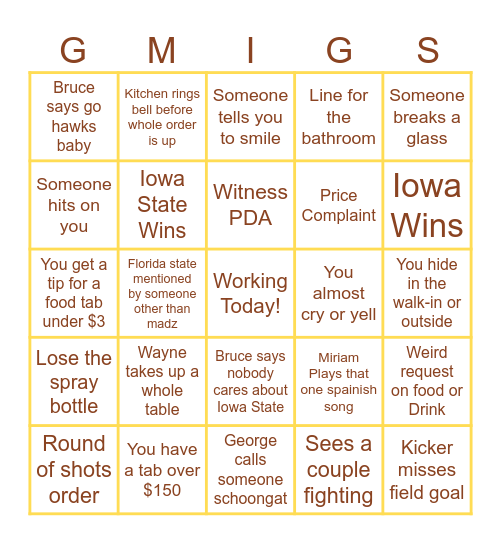 G.Mig's Staff Bingo Card