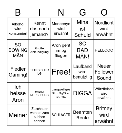 Fiedler Bingo Card