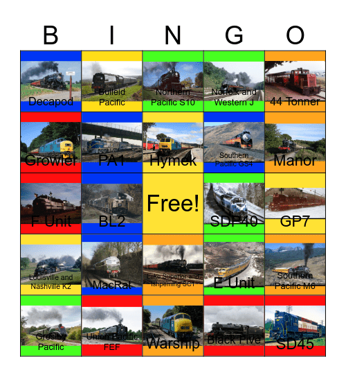 Railways That I would like to volunteer with PWP besides Bridge Cities Church one day Bingo Card