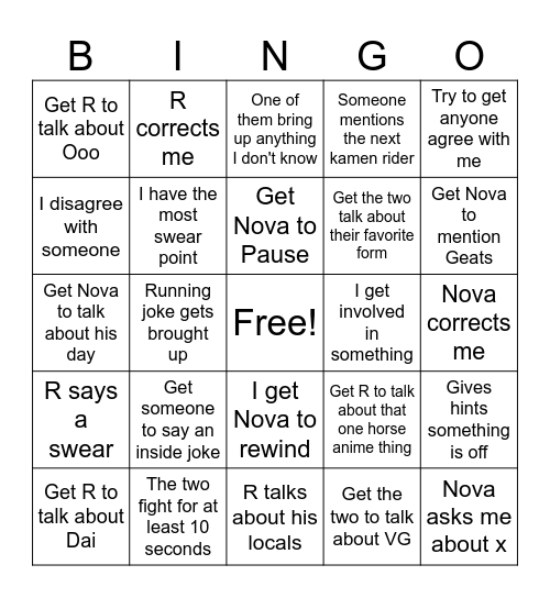 The puppetmaster Bingo Card