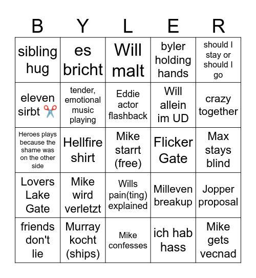 Stranger Things Season 5 Bingo Card