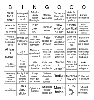 Us Getting Accosted Bingo Card