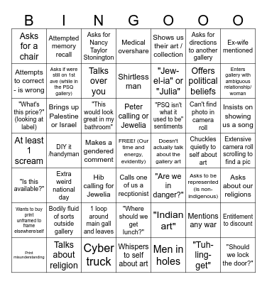 Get Accosted at Work! Bingo Card