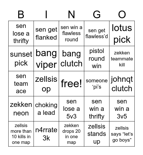 tsuzerra’s sen bingo Card