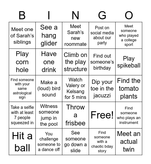 Denarah Bingo Card
